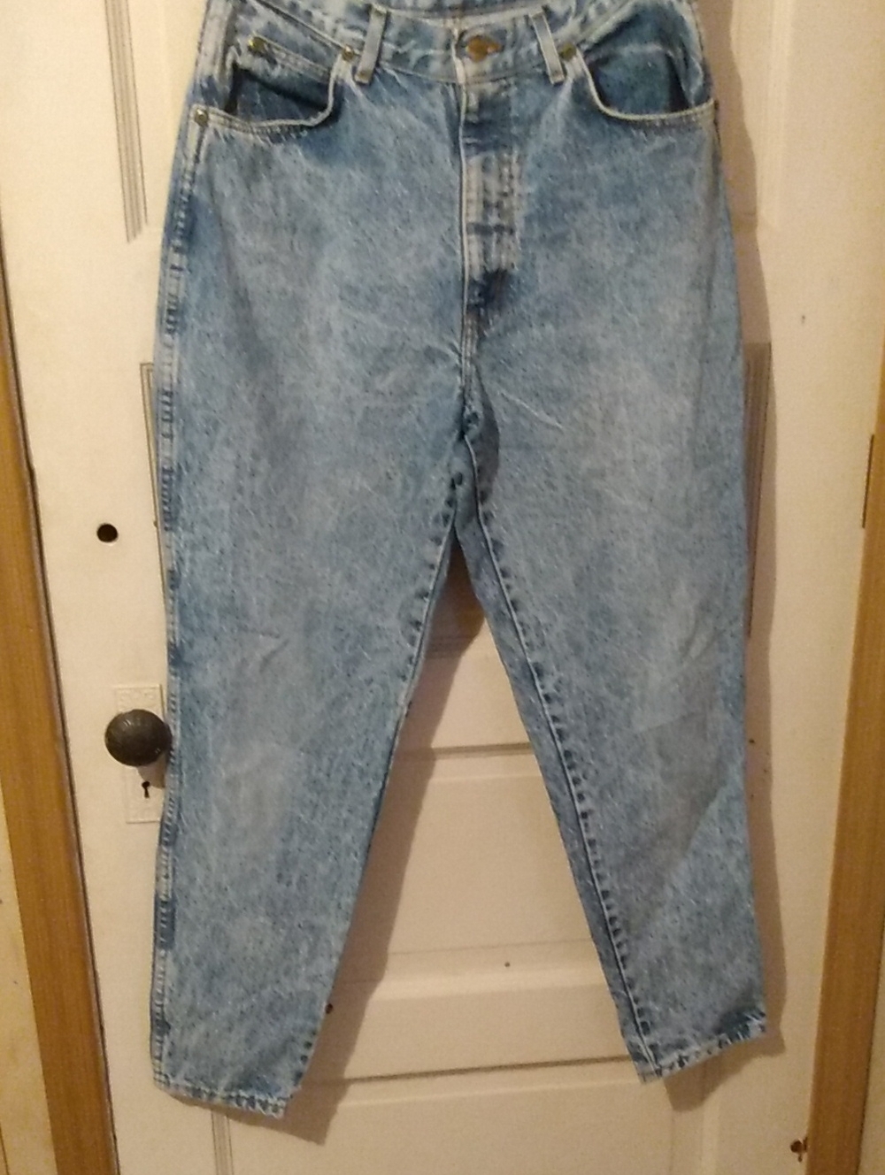 Vtg 90s Acid Wash  Heavyweight Cotton Denim Barrel Leg Chic Jeans Made In Usa